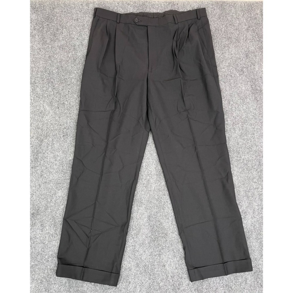 Brooks Brothes 346 Stretch Wool  Lycra Black Pants Cuffed Hems No size tag 39X31